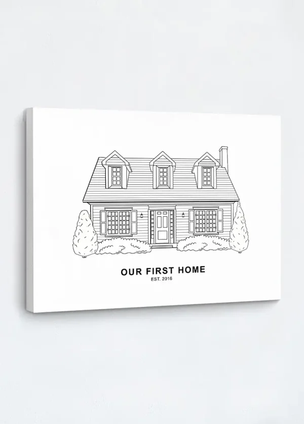 Line Art House Portrait canvas