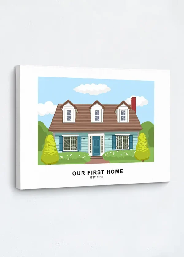 Modern House Portrait canvas