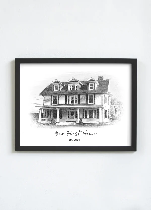 Custom Pencil Sketch House Portrait